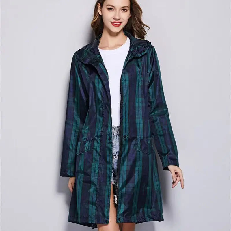 Fashion Women Lightweight Poncho Waterproof Long Raincoat Men Adults Outdoor Windproof Rain Coat Jacket Hiking Rainwear