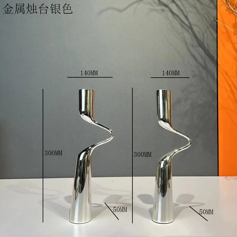 Luxury Metal Double Headed Candle Holder, Room Decoration Ornament, Dining Table Center Candle Holder, Living Room Decoration