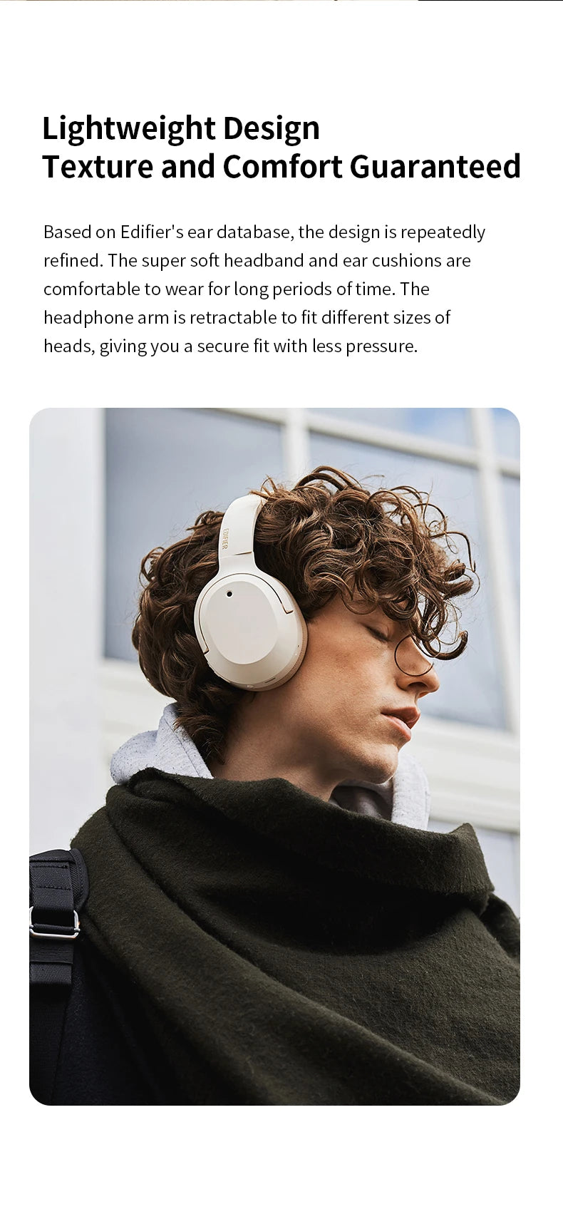 Edifier W820NB Plus Wireless Noise Cancelling Headphones 49hrs Playtime 43dB ANC Hi-Res LDAC Codec Over-Ear Bluetooth Headset