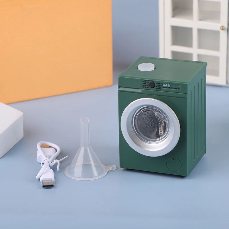 1Pcs Dollhouse Miniature Simulation Washing Machine Drum Washer Laundry Model Dollhouse Home Appliance Model Decor Toy