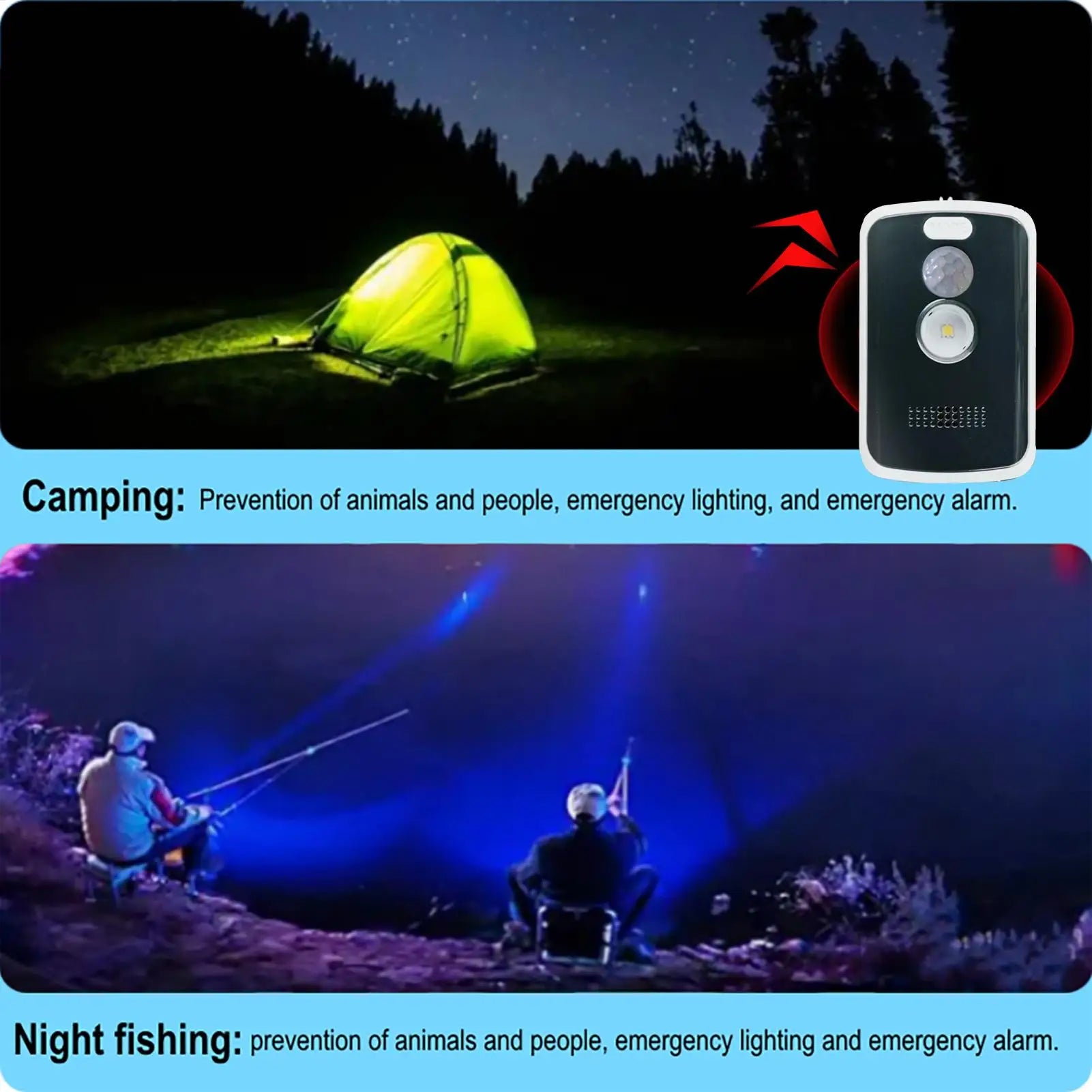 Perimeter Safe Alarm 125db 3 Modes Motion Detector Alarm Safety Defense Anti-Theft Alert Portable Outdoor Camping Security Tools