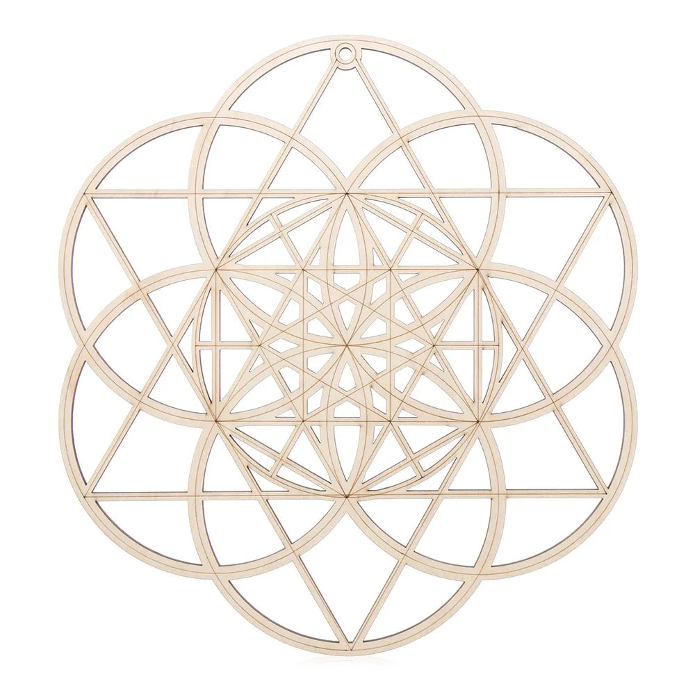 Wooden Wall Art Home Decor Flower Of Life Energy Mat Decorative Boards Crafts Slice Wood Base Coasters Sacred Geometry Ornament