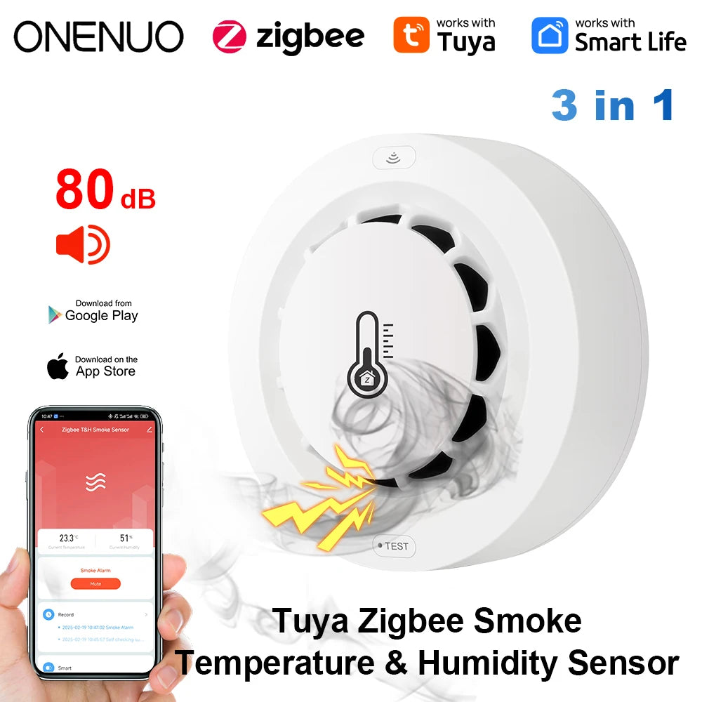 Tuya Zigbee Fire Alarm Detector Smoke Sensor Home Security Alarm for Home Security Should Work with Tuya Zigbee Hub