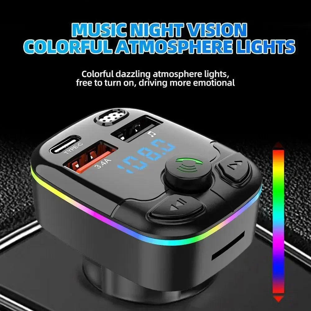 Car Bluetooth 5.0 FM Transmitter Wireless Adapter Mic Audio Receiver Auto MP3 Player 2.1A Dual USB Fast Charger Car Accessories