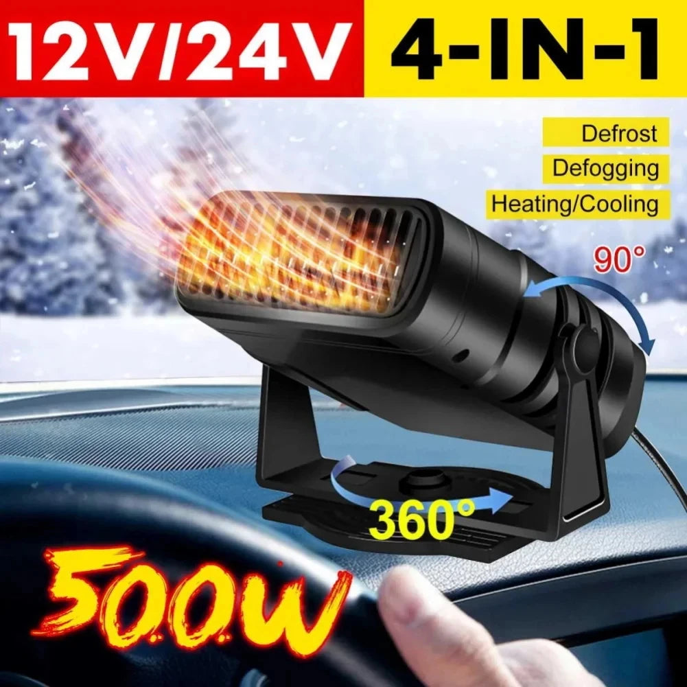 Car Heater 200W Dryer Windshield Defogging 12V/24V Heater Portable Defogger Defroster Heating Fan Household Heater 2026 New
