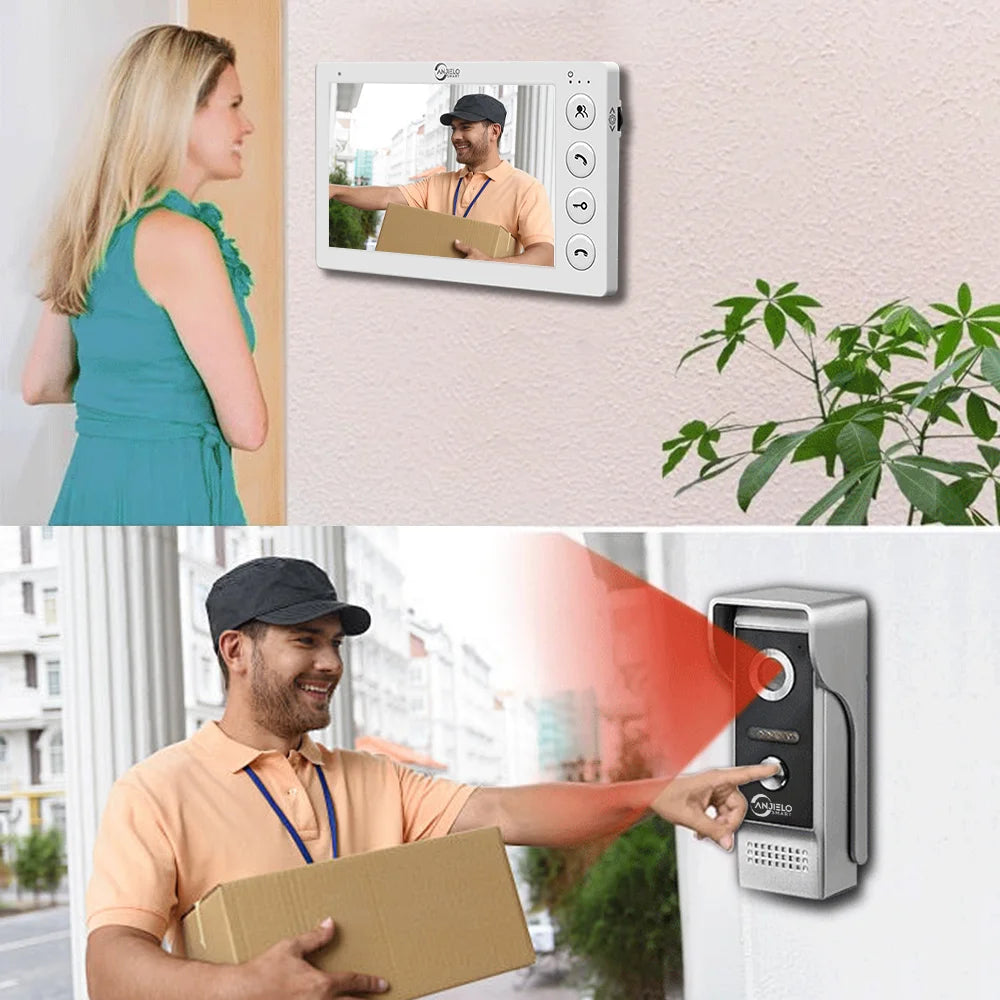 ANJIELO7-inch video intercom outdoor unit waterproofcold-proof home nightvision lock unlocking system  protection metal doorbell