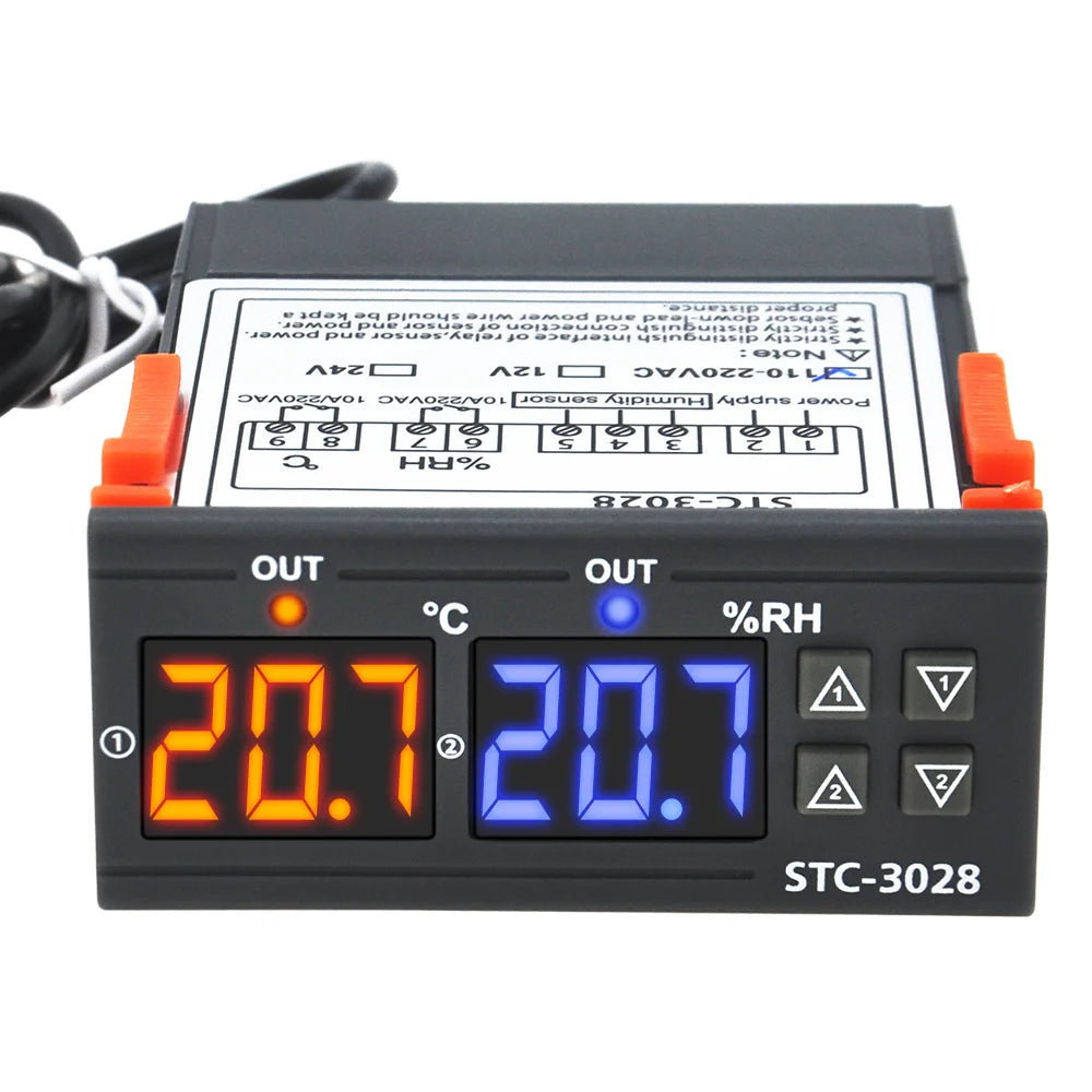 Digital Thermostat STC-3028 Temperature Humidity Controller Thermostat Humidistat Thermometer Hygrometer Control Switch 12V 220V