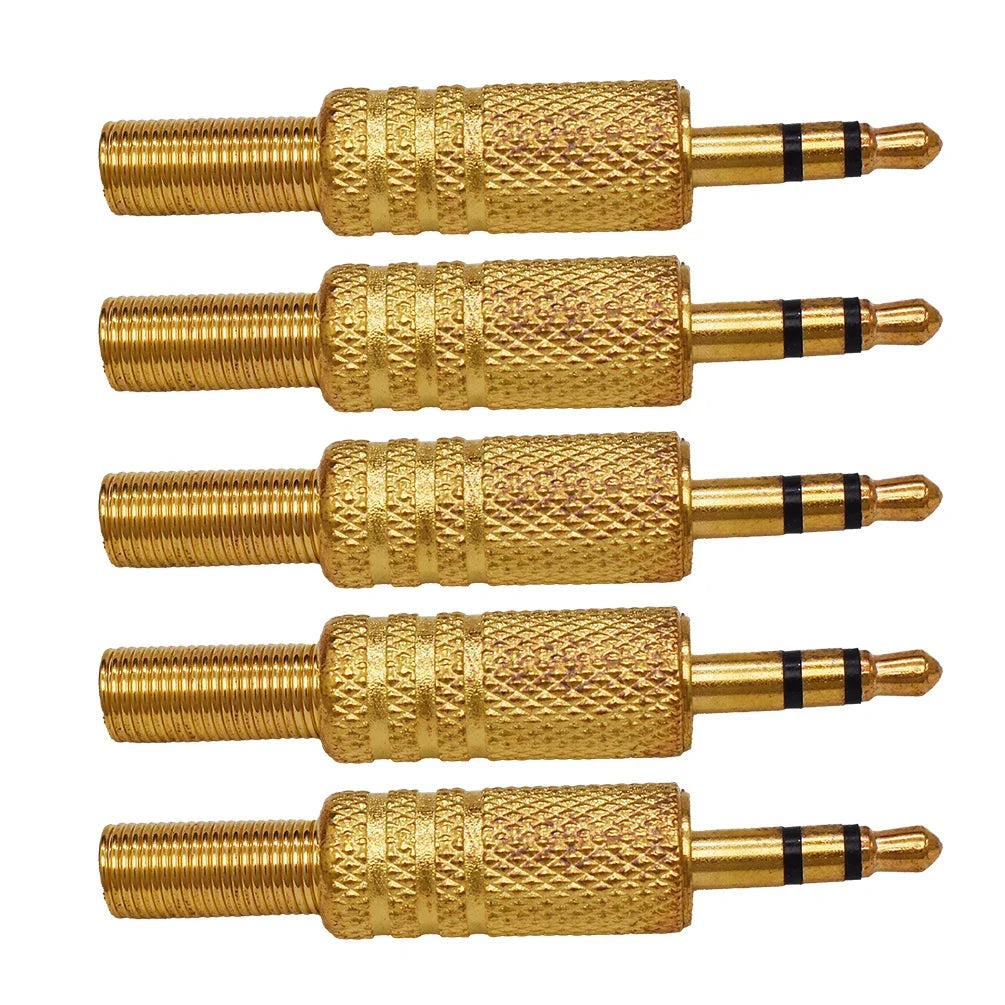5PCS Audio Adapter Set: 6.35mm to RCA/3.5mm Gold-Plated Plugs, Metal Housing, Screw-Lock, Hi-Fi Sound for Mic/Amp/Speaker