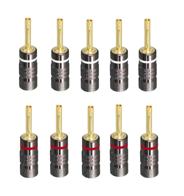 2/6/10/20/50pcs 4mm Banana Plugs Male Connector 24K Gold Plated Hifi Audio Speaker Banana Connectors for Speakers and Amplifiers