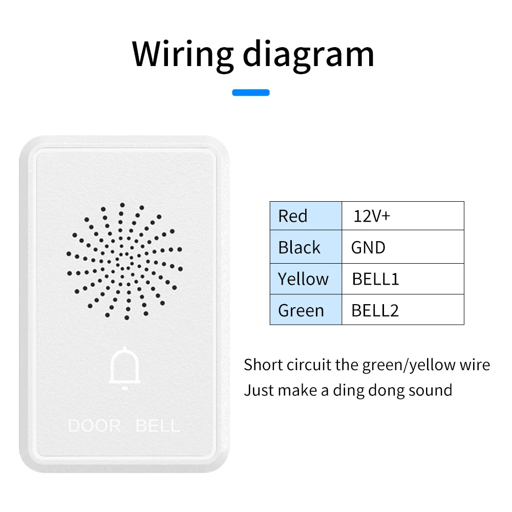 DC12V Wired Doorbell with Voice Prompt - IP54 Waterproof Access Control Intercom for Security Systems by Commercial/Residential