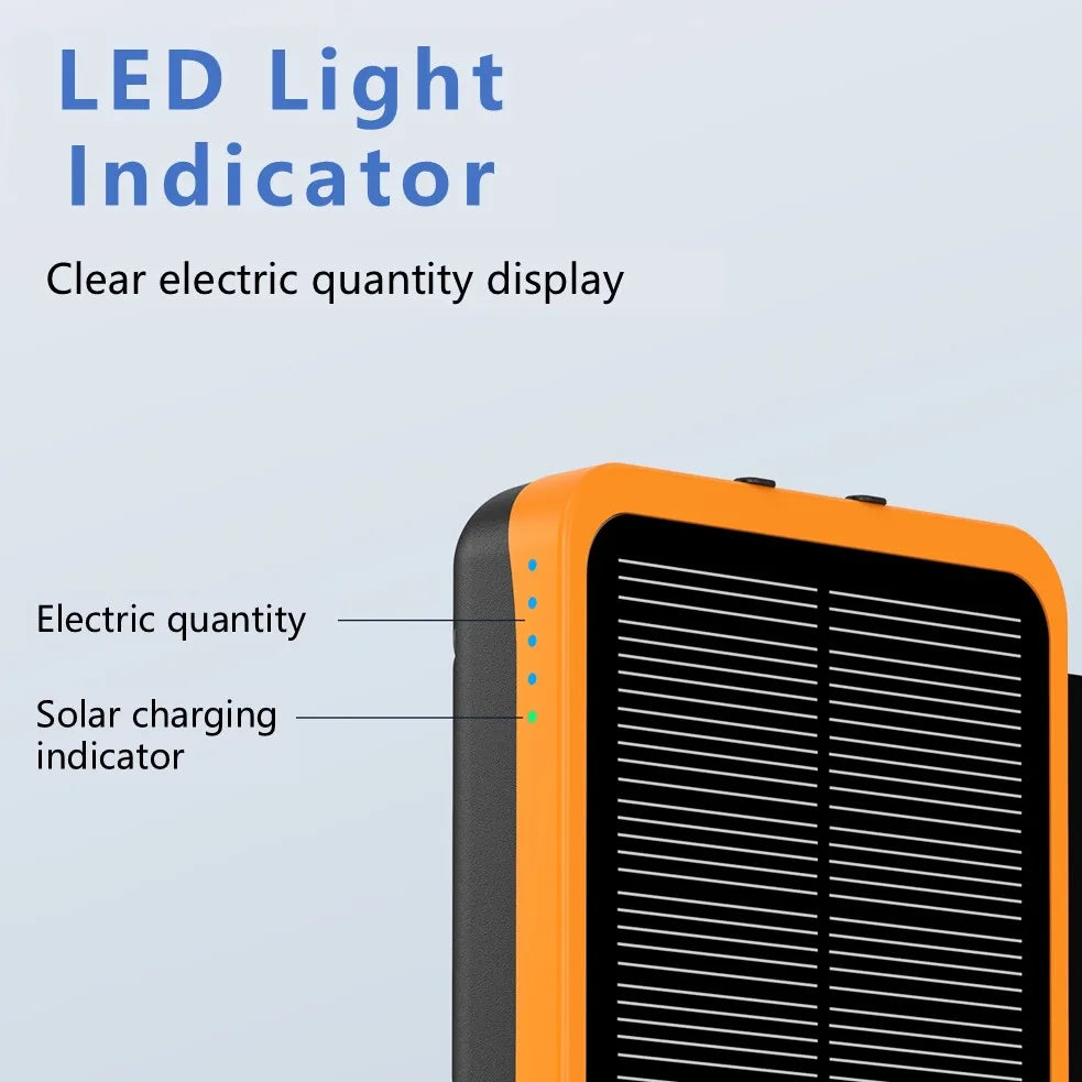 Folding Solar Power Bank with 4 Solar Panels 50000mAh Portable Solar External Battery Compatible with IOS Android USB-A USB-C