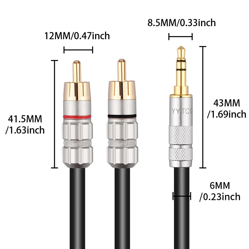 RCA Cable HiFi Stereo 3.5mm to 2RCA Audio Cable AUX RCA 3.5 Jack Splitter for Amplifiers Audio Home Theater DVD Speaker Cord