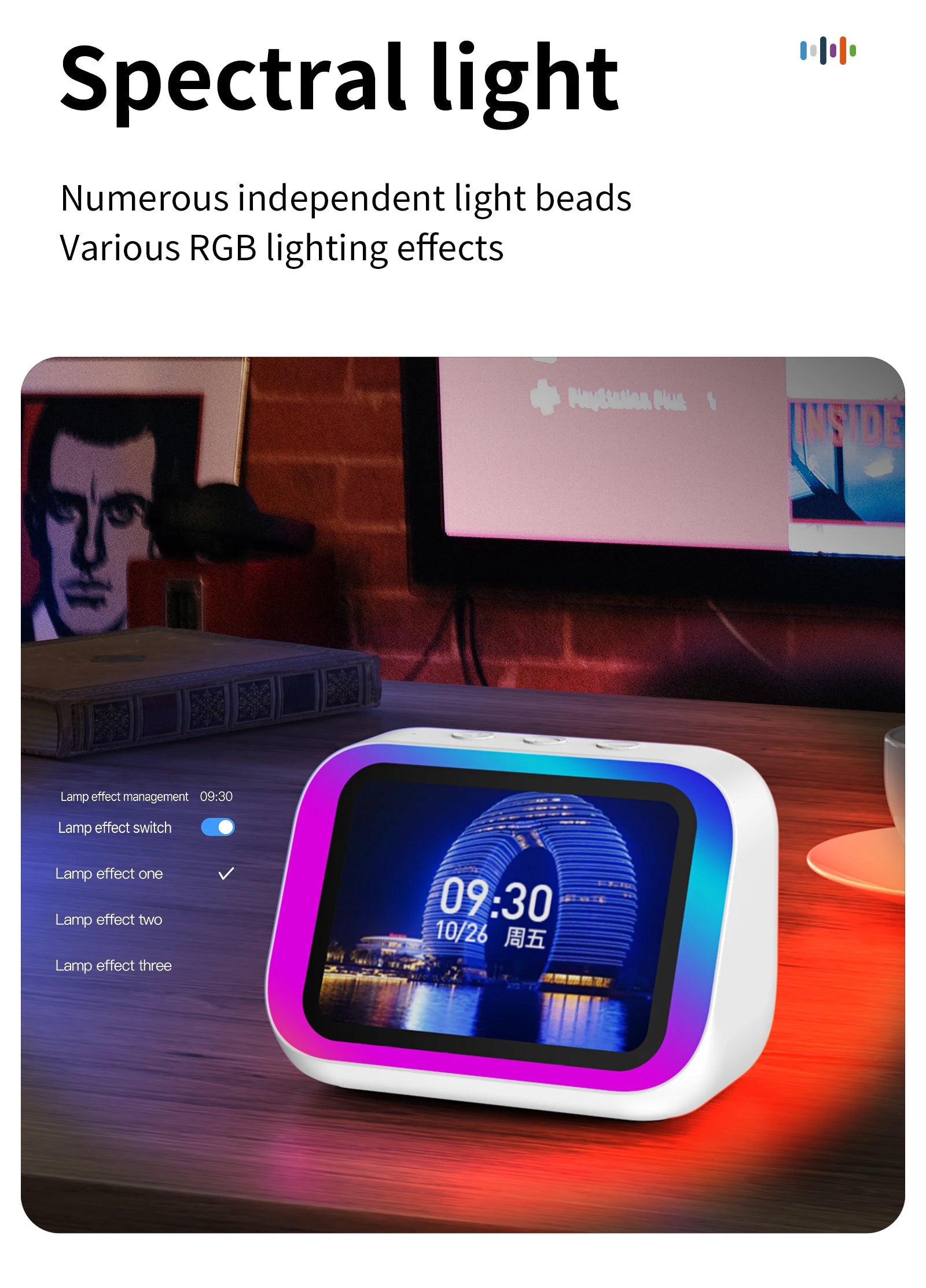 Smart Bluetooth Translator RGB Speaker 18 Languages Real-time Translation AI bluetooth 5.4 speaker with LCD display, game,alarm