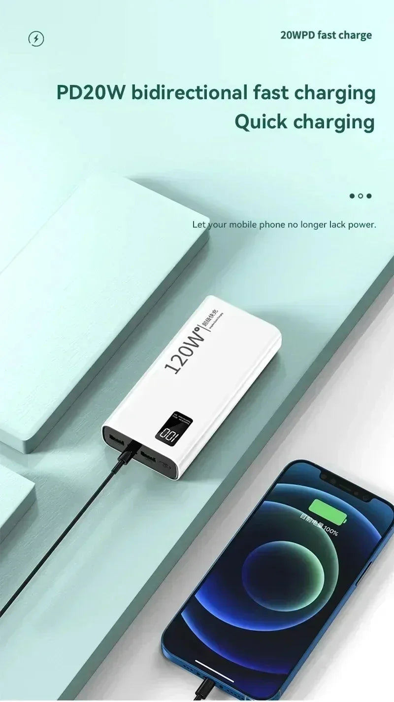 500000mAh 120W Power Bank Большая емкость Супер быстрая зарядка батареи Зарядка