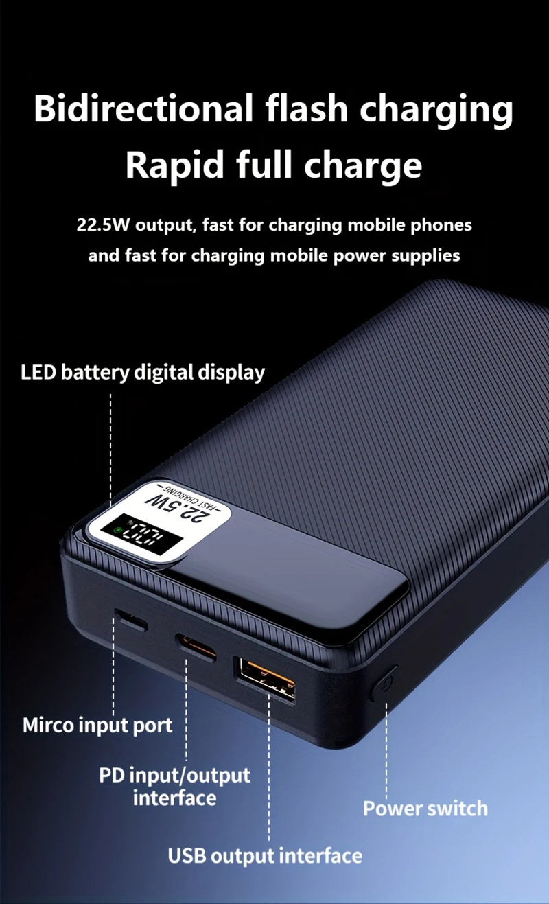 100000mAh Power Bank 22.5W Fast Charging Portable Charger External Battery High Capacity Powerbank For iPhone Huawei Oneplus