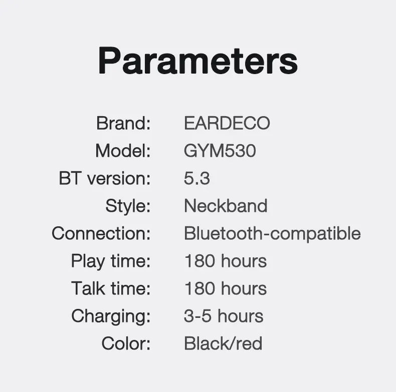 EARDECO 180 Hour Playback Bluetooth Headphones Bass Wireless Headphones Earphones with Mic Stereo Neckband Sport Headset TF Card