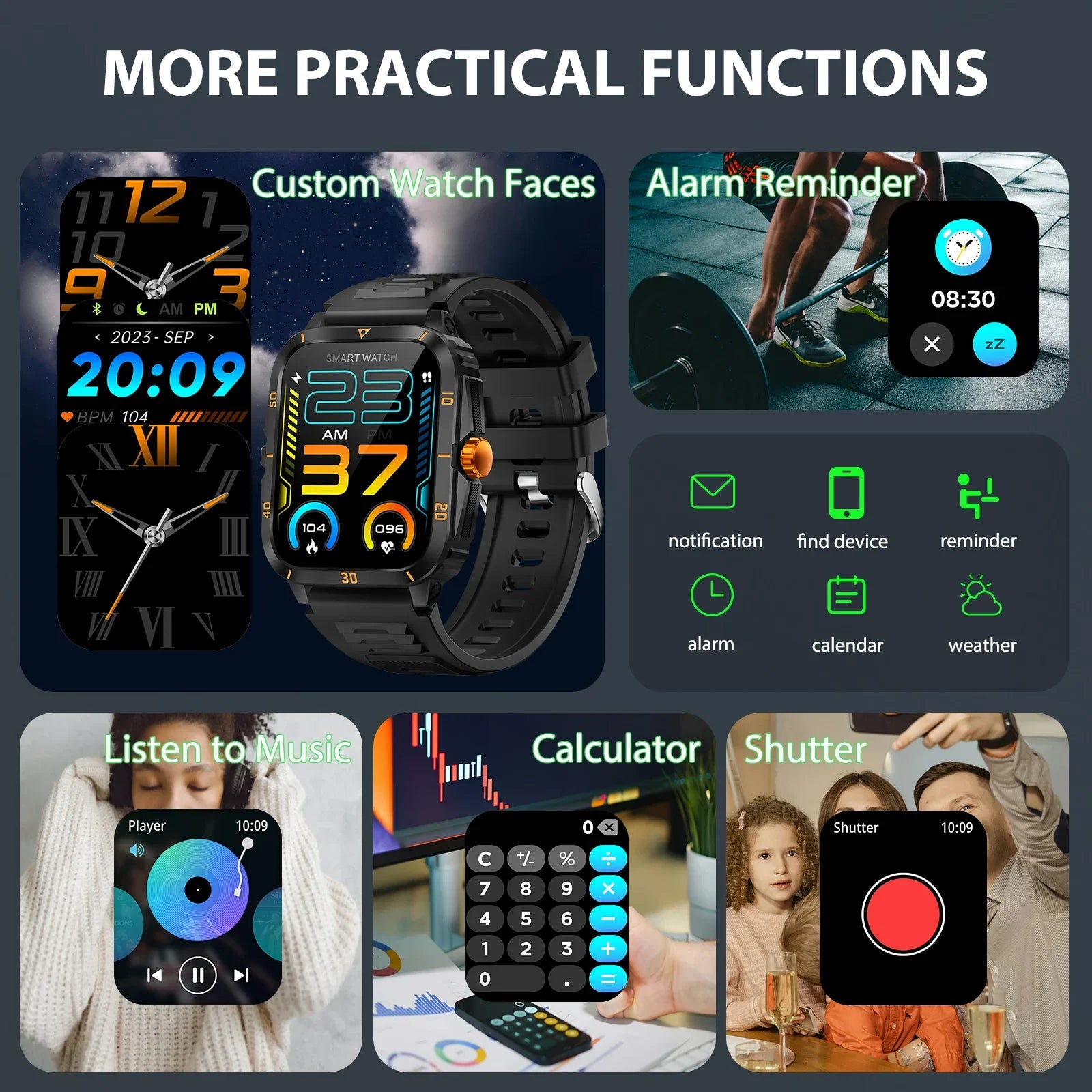 EIGIIS 2025 New Smartwatch Unisex Fitness Tracker Heart Rate Monitor Sports Watch Waterproof Activity Tracker For iPhone Android