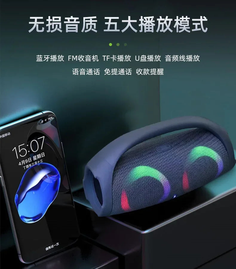 30W high power bluetooth speaker portable RGB colorful light waterproof wireless subwoofer 360 stereo surround TWS FM boombox