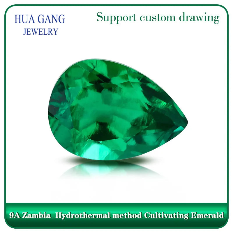 Zambian Emerald Laboratory Cultivate gemstones Round Pear Oval Heart drill including minor cracks and inclusions loose gemstone