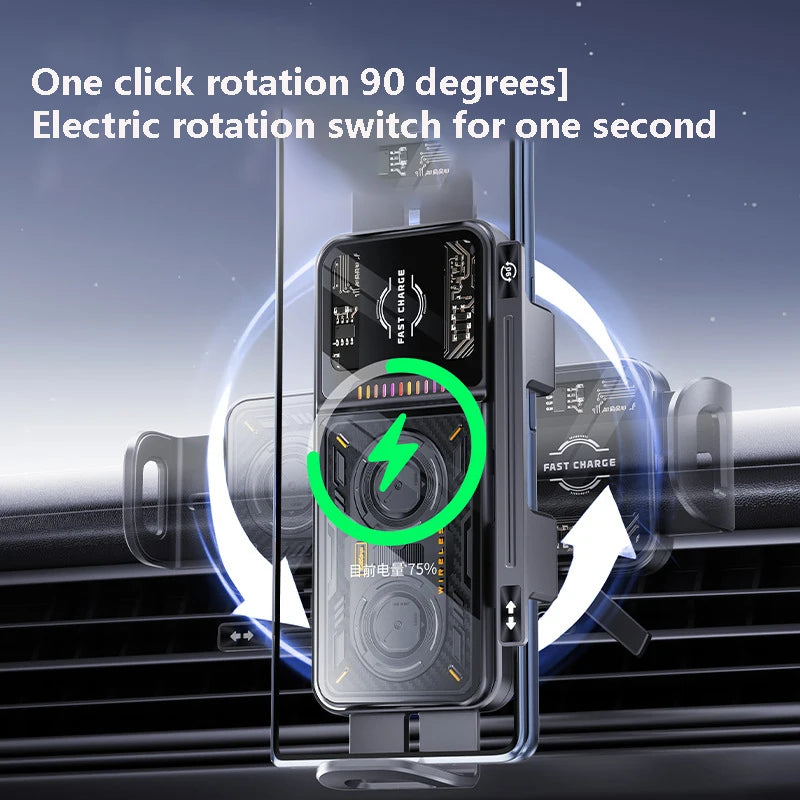 High Intelligent Mobile Phone/Pad Holder, Magnetic Phone Holder for Car, 2 in 1 Auto Rotating Phone Holder, Wireless Car Charger