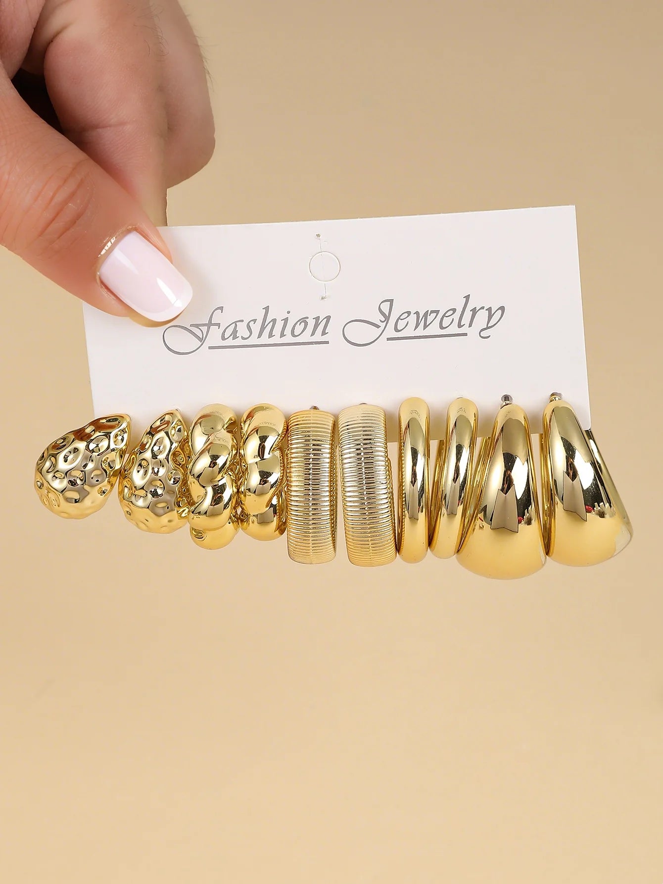 5Pairs-15Pairs/set of new irregular shaped ABS ACRYLIC golden CCB lightweight earring set, suitable for women's daily dressing