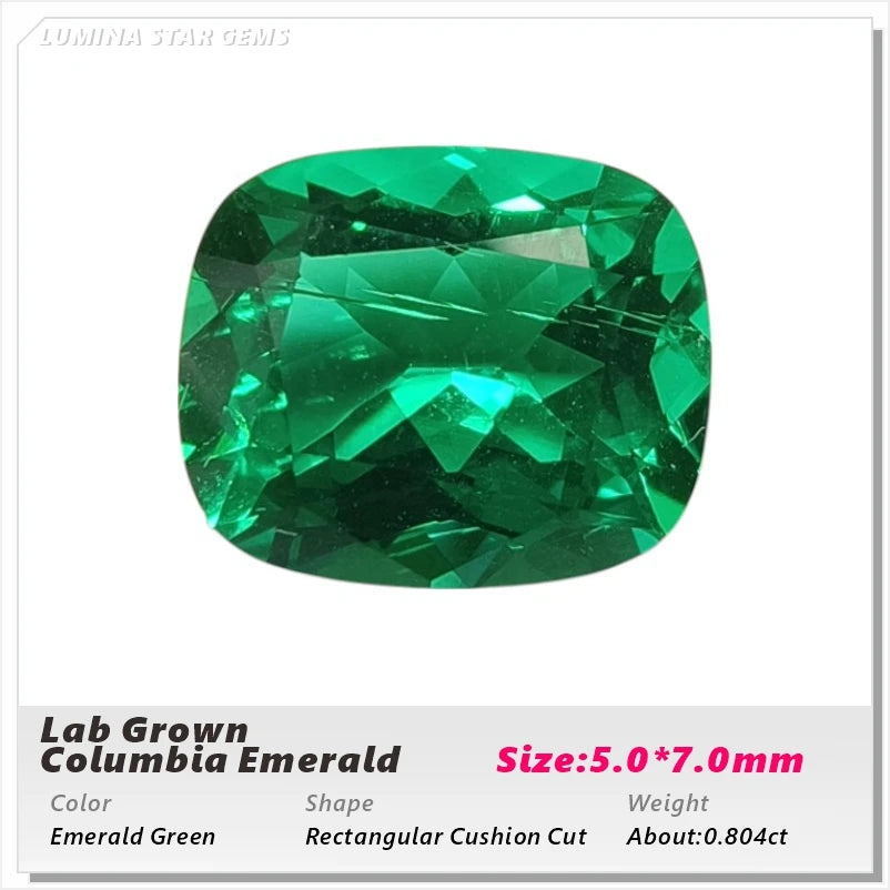 Lab Grown Colombian Emerald Stone High Quality Multiple Cuts Available Hydrothermal Hand-cutting Selectable AGL Certificate