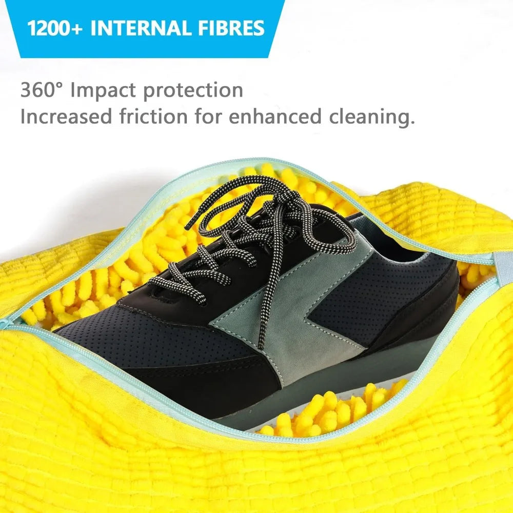 Durable Shoe Washing Machine Bag for All Shoe Types-Yellow with Blue Zipper,Ideal for Sneakers and Casual Shoes,Laundry Wash Bag