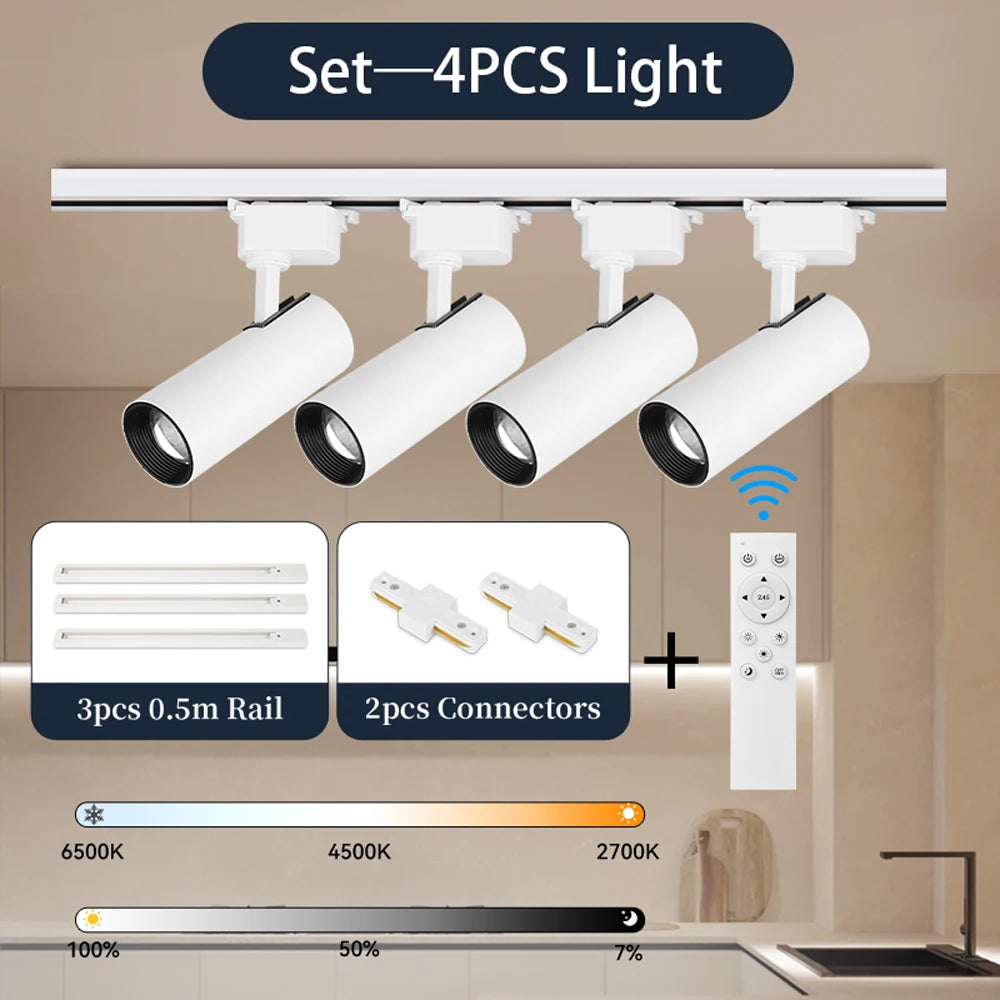 LED Track Lamp Remote Control Available Dimming Rail Lighting Home Decoration Kitchen Living Room Clothing ShopDecor Track Light