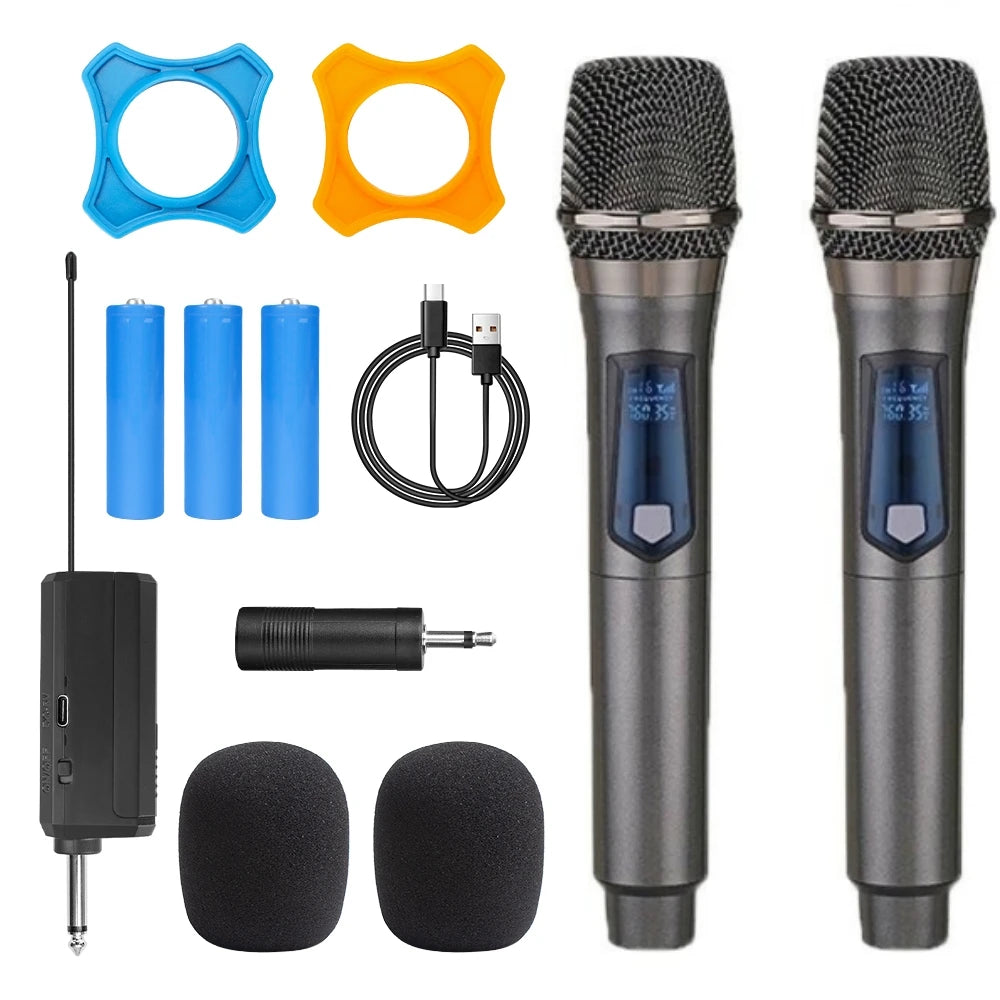 Wireless Microphone 2 Channels UHF Professional Handheld Mic Micphone For Party Karaoke Professional Church Show Meeting