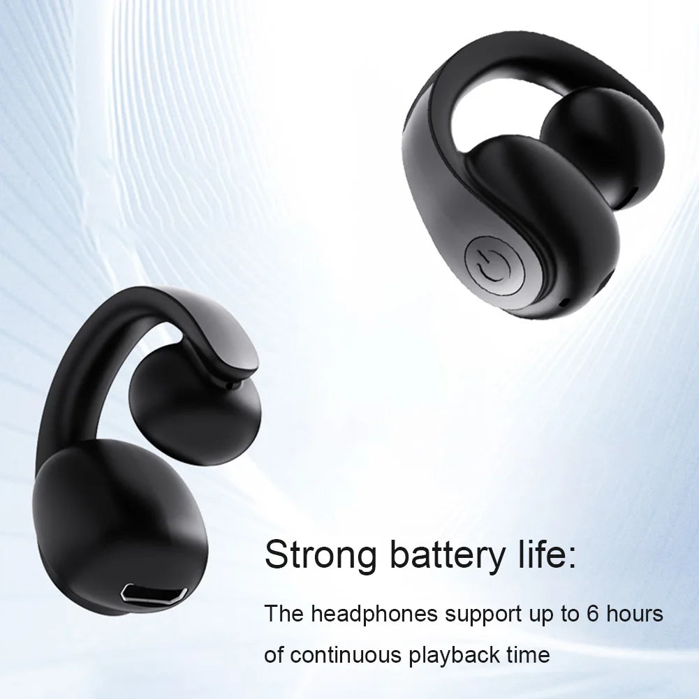 Wireless Ear Clip On Earphone Bluetooth-Compatible 5.4 EarBuds Noise Canceling HiFi Stereo Headset Waterproof Clip On Headphone