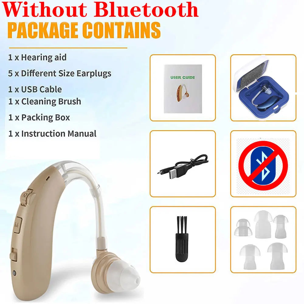 Bluetooth Hearing Aid Amplifiers USB Charge Hearing Aids Audifonos Sound Devices Volume Control Adjustable Tone Loss Ompensation
