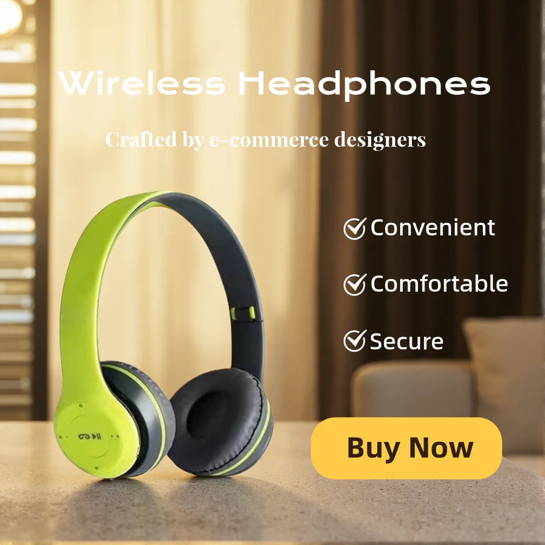 Bluetooth 5.3 Wireless Over-Ear Headphones – HiFi Stereo Sound