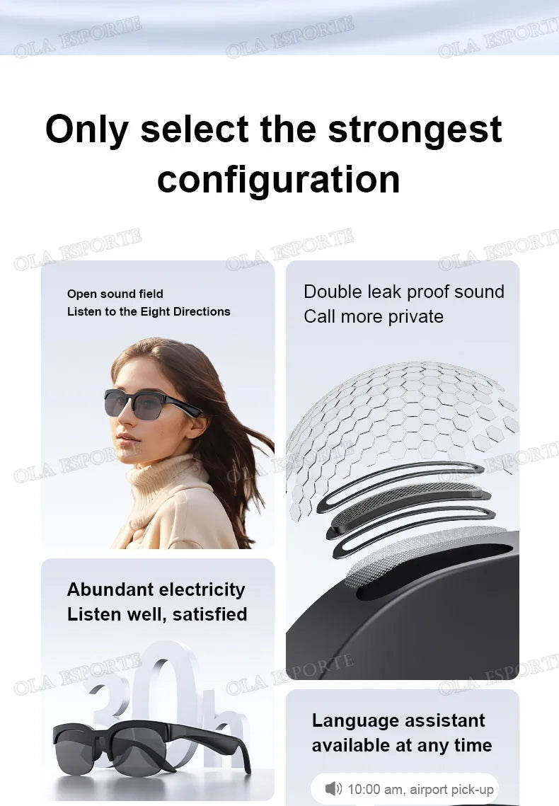 2026 New Smart Glasses Bluetooth Call Voice Assistant Music Outdoor Sport Smartglasses Men Women UV-Protection SunGlasses