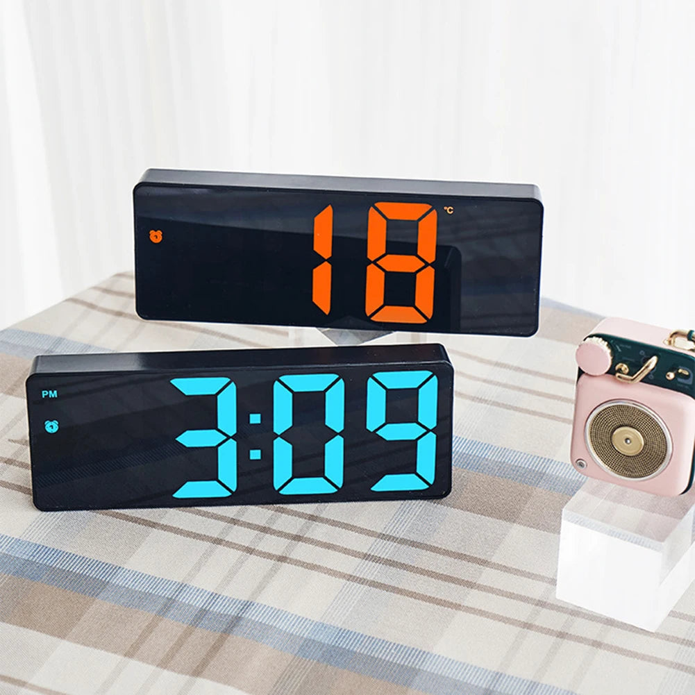 Electronic Clock with Bright Large Display and Voice Control Designed for Time Alarm Calendar and Temperature Monitoring