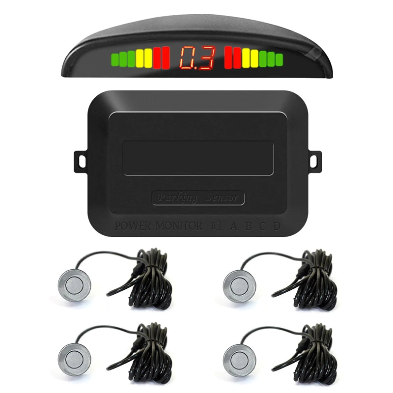 Hippcron 12V Car LED Parking Sensor Parking Kit Display Alarm With 22MM 4 Sensors Backlight Reverse Backup Radar Monitor System