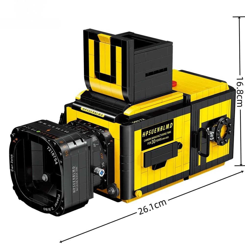 Retro Camera Building Blocks with Theatre Scene Toys LED Light Stage, Nostalgic Camera, Home Office Decor, Perfect Gift for Kid