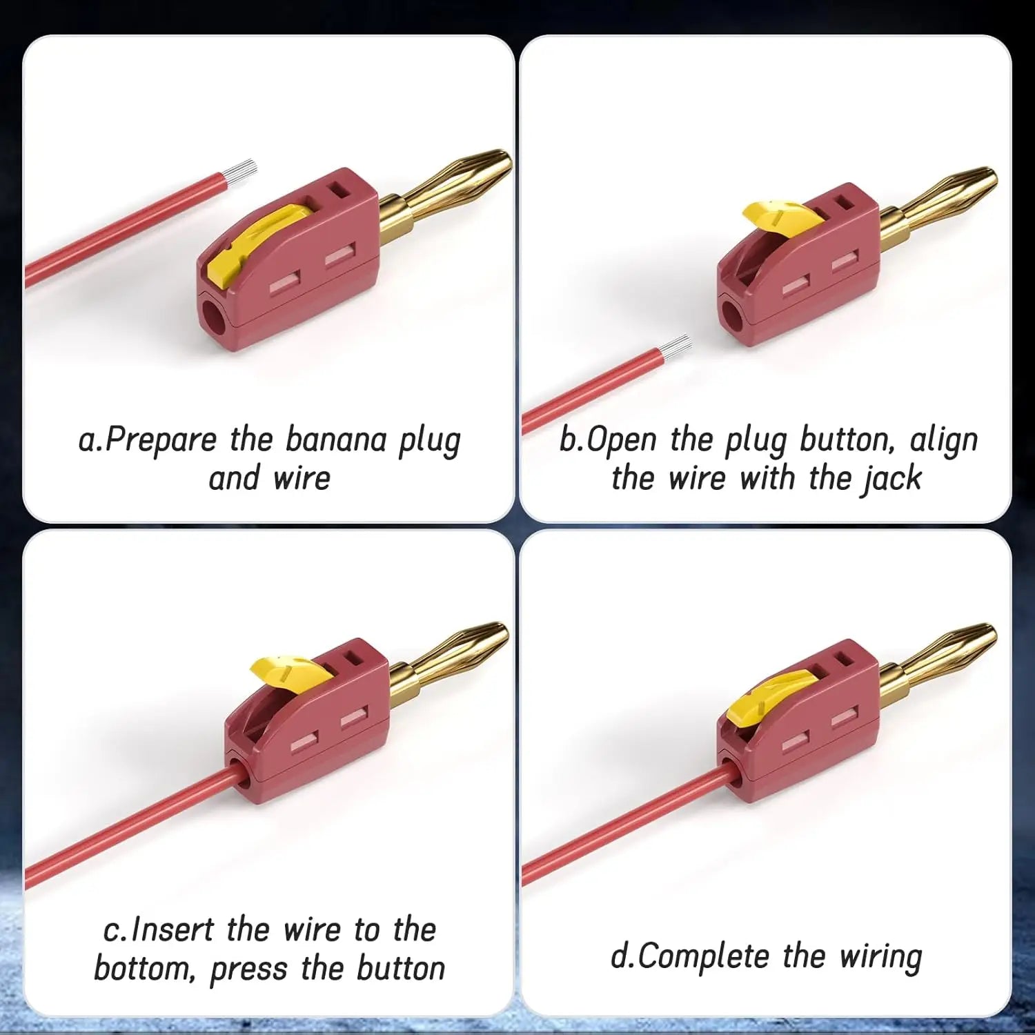 4mm Banana Plug Speaker Connectors for Audio/Video Receiver Amplifiers Sound Systems Quick Connect Banana Plugs 32A Red&Black