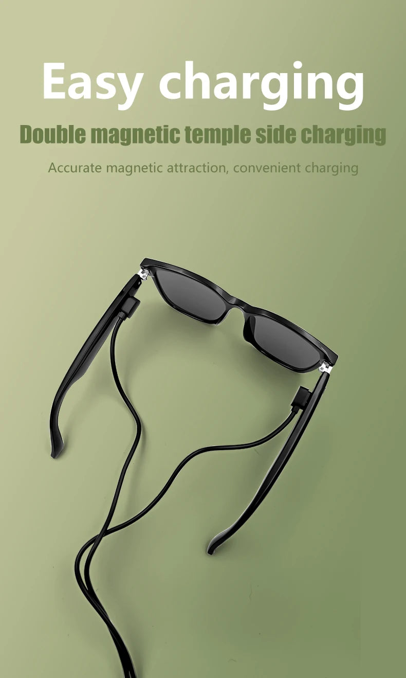 LIGE Fashion AI Smart Bluetooth Glasses Voice Assistant Bluetooth Call Playing Music Men Women Smart Sunglasses Camera Control