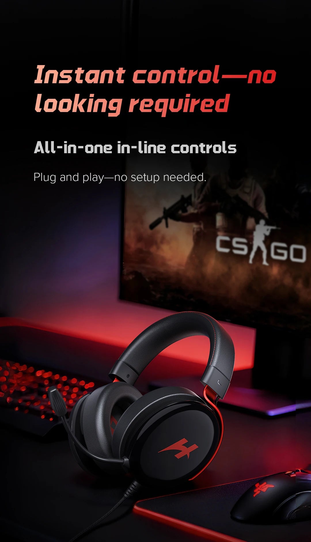 HAYLOU HexStorm G1 Wired Gaming Headphone 7.1 Surround Sound 50mm Dual Driver Esports Gamer Headset with Mic For PS4 PS5 PC