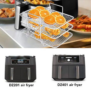 Air Fryer Rack for Ninja Air Fryer Multi-Layer Double Basket Air Fryer Accessories 304 Stainless Steel Grilling Rack Cooking