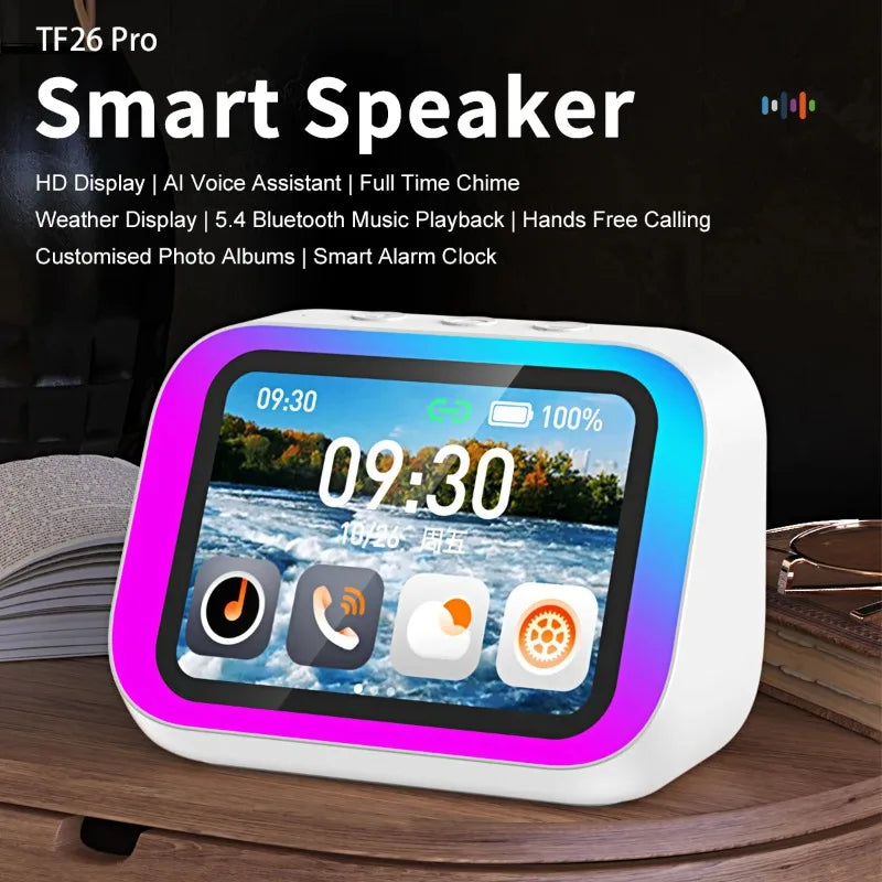 AI Smart Bluetooth 5.4 Speaker Voice assistant HDTouch Screen Display Electronic Album Alarm Clock Hi-fi Stereo outdoor Sound