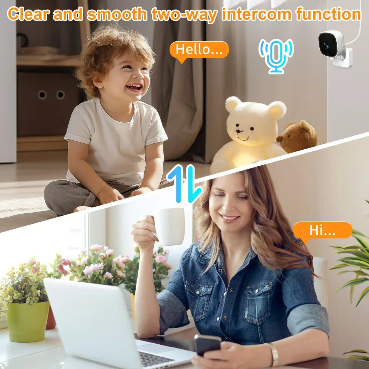 Tuya Smart 3MP HD Smart Home Security Camera,Real-time APP Alert,2-Way Audio,Human body&Sound Detection,Motion Tracking for Baby