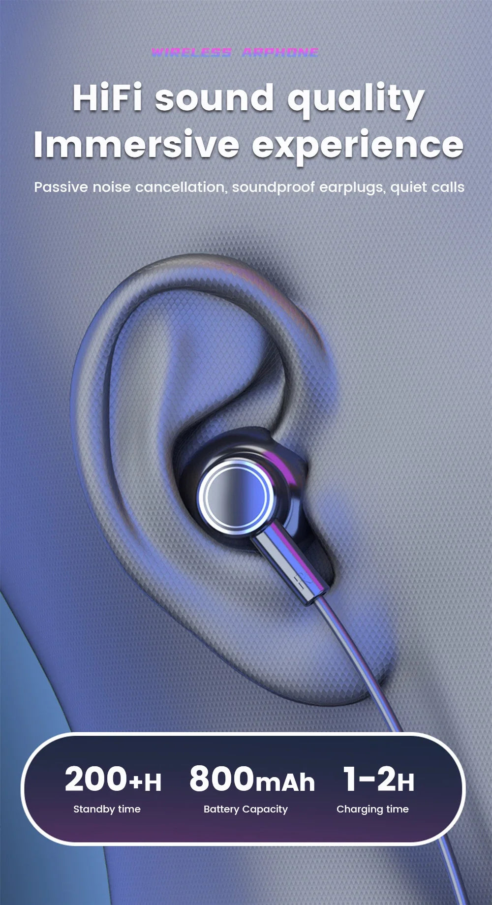 HyperWave 5.3 Wireless Neckband Gaming Earphones - LED-powered sound