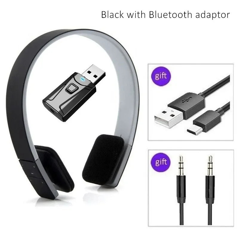 Sport Headphones HD Noise Cancelling Earphone Wireless Headset with Bluetooth USB TV Adaptor HiFi Deep Bass Sound for TV