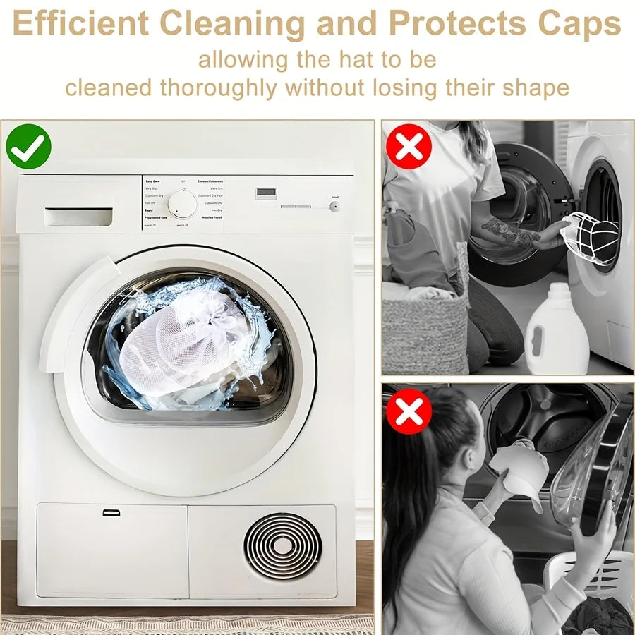 Washing machine cap cleaning cage, cap washer with mesh bag, baseball cap cleaning cap, suitable for cleaning all kinds of caps