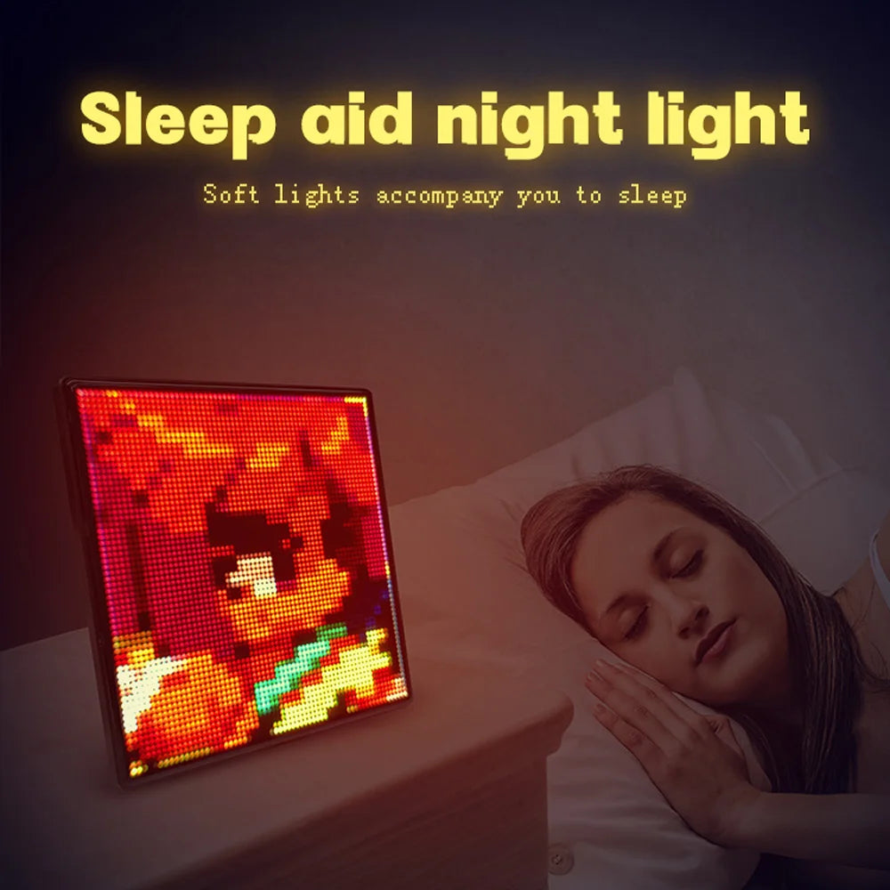 64x64 Pixel Screen Smart LED Pixel Display with APP Control Programmable Night Light DIY Options Animation For Home Bedroom Bar