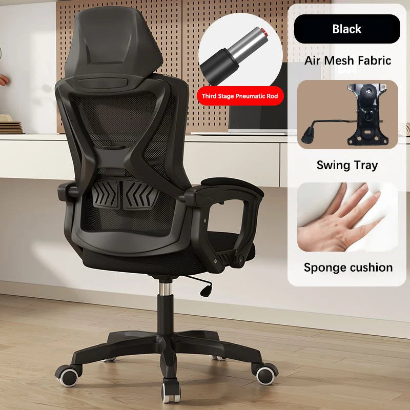 Office Ergonomic Chair Gaming Chair Mesh Office Chair with Rocking Function Armchair Relaxing Chair Adjustable Waist Support