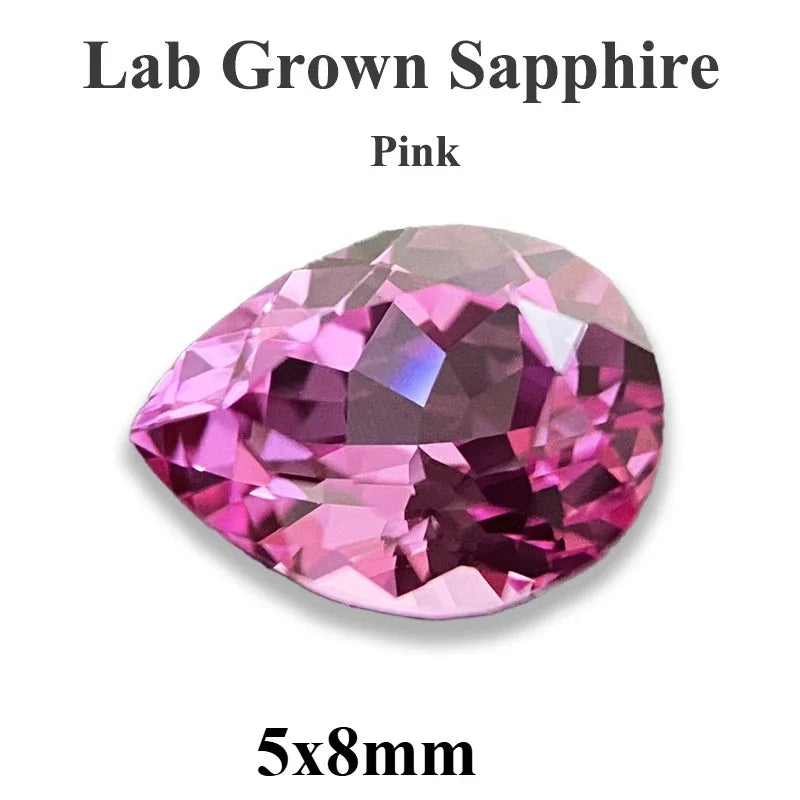 Lab Grown Sapphire Pear Cut Multiple Colors Available VVS1 Gemstone DIY Jewelry Making Materials with Selectable Certificate