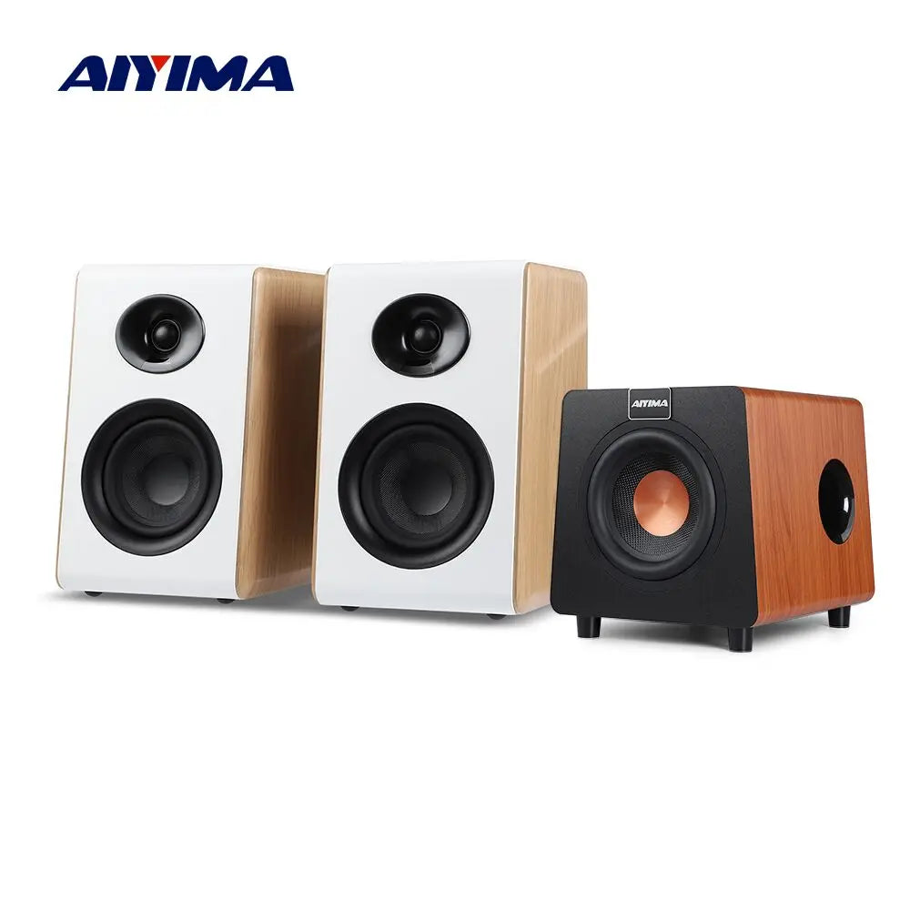 AIYIMA 2.1 Channel Bluetooth Speaker + 800X Subwoofer Hifi Home Sound Theater Wood Speakers Combination DIY Bookshelf Speakers