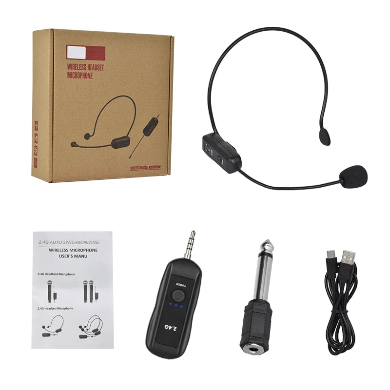 2.4G Head-mounted Wireless Microphones Headset Transmitter with Receiver For Voice Amplifier Speaker Teaching Tour Guide
